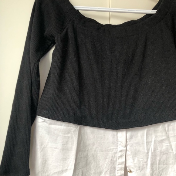 Black and white blouse layered style blouse - Picture 2 of 5